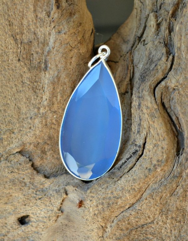 Blue Chalcedony Pear Shape Pendant - Stones, Gemstones
