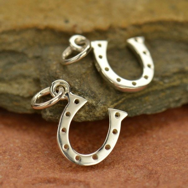 Silver Plated Bronze Lucky Horseshoe Charm - CV582, Good Luck Charms ...