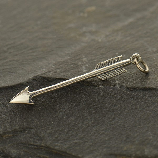 Large Arrow Charm  - C1397, Choose From Sterling Silver Or Gold Plated - Archery, Hunter, Sportsman, Love
