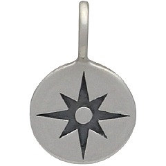 Small Compass Rose Sterling Silver Charm - C1460, SALE,  Compass, Charts, Maps, Gift for Graduate