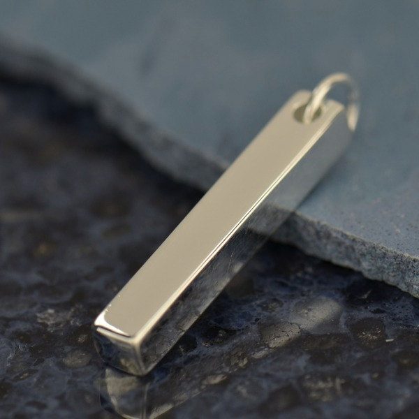 Silver Plated Bronze Rectangular Pendant - Blank Charms, Stamping