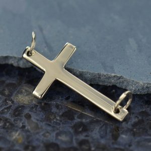 Sterling Silver Large Cross Link -  C2729, Faith, Christ, Believe, Blessed, Spiritual, Love, Sideways Charms