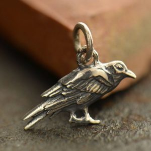Sterling Silver Raven Charm - C6000 Messenger of God, Baltimore Fans, Bird Charms