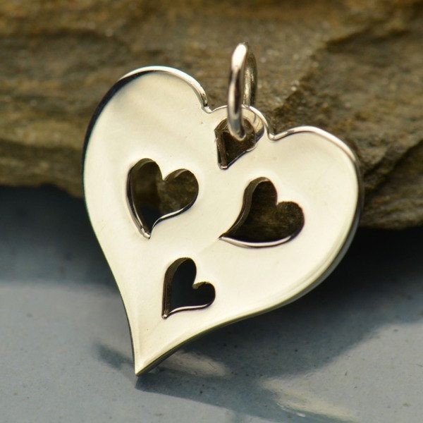 Disk with Three Hearts Cutout - C1474, Sterling Silver
