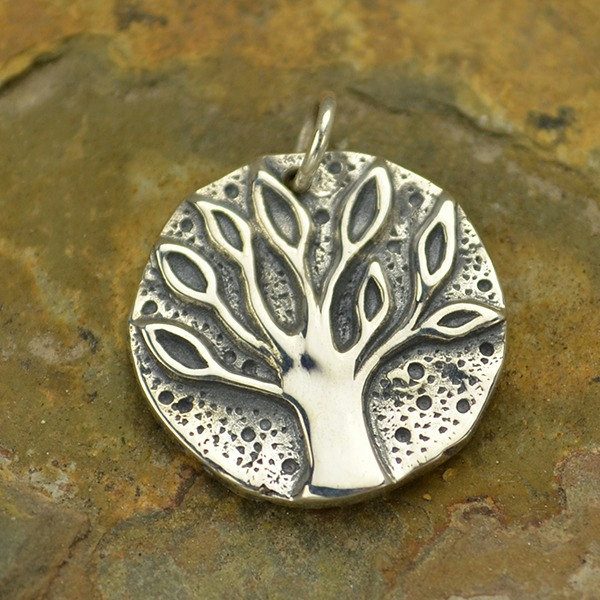 Ancient Coin Charm with Tree of Life - C1248, Family, Children, Ancestry, Love