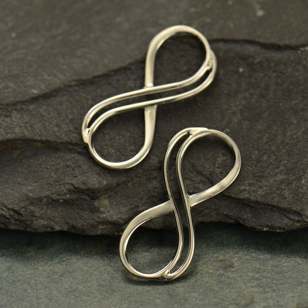 Small Sterling Silver Double Wire Infinity Link - C2765, Sideways Charms, Figure Eight Charms