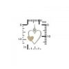 Open Heart with Bronze Heart Charm  -  C2972, Sterling Silver, Open Heart