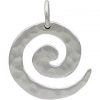 Small Sterling Silver Spiral Pendant - C2900, Hammered Finish