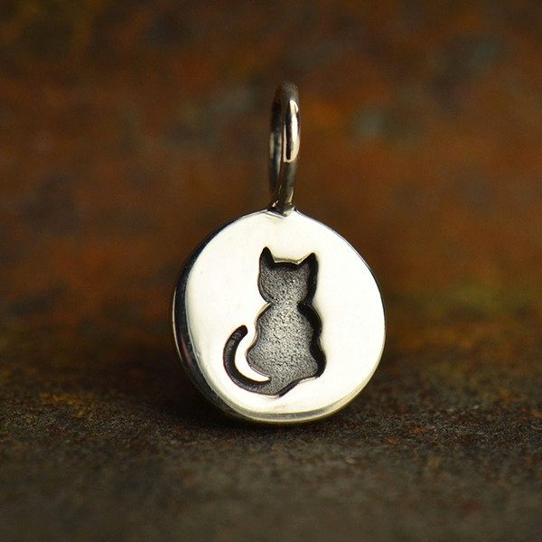 Etched Kitty Cat Charm - C1561, Pet Charms, Animals, Pet Lovers, Stamped Charms