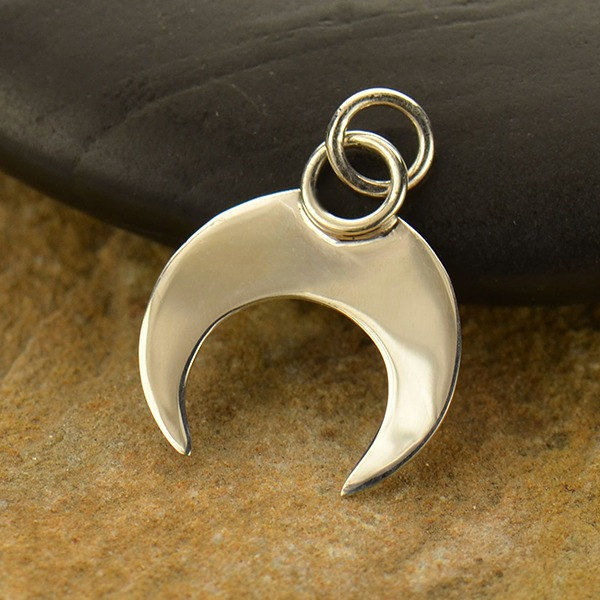 Crescent Moon - Inverted Crescent Moon with Wire Circle Pendant.- C2996, Celestial Charms, Blank Charms