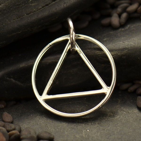 Triangle in Circle Link -  C2990, Abstract Charms, Connector Link, Geometric Shape