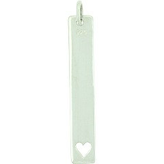 Long Stamping Blank with Heart Cutout - C1596, Sterling Silver, SALE