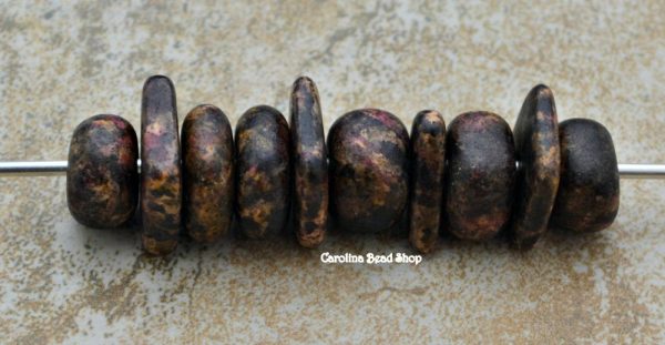 10g Mykonos Multi Color Pebbles 8-13mm  - Autumn Rust - Greek Ceramic Beads