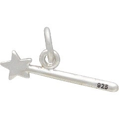 Sterling Silver Magic Wand Charm - C1619, Celestial Charms