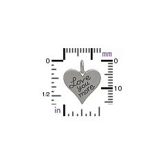 Love You More Heart Charm - C1686, Stamped Word Charms