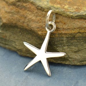 Flat Plate Starfish Charm.  - C1633, Sterling Silver, Nautical, Beach, Sealife, Beachcomber