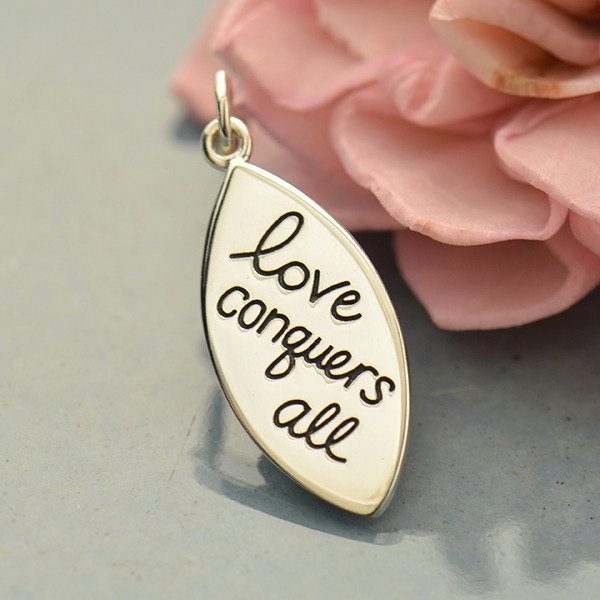 Love Conquers All Charm - C1688, Sterling Silver, Stamped Word Charms, Design Ideas Lets Get Creative