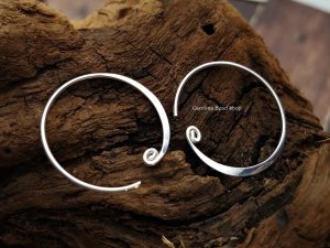 Curled Hoop Earring Finding - C4055, Sterling Silver - Findings, Hoop Style, Wholesale Listing Price