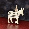 Democratic Donkey Charm with Stars and Stripes - C1692, Sterling Silver, Democratic Vote, Keepsake Charms