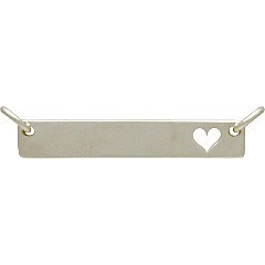 Long Stamping Blank Festoon with Heart Cutout - Sterling Silver, C1598, Word Charms, Stamped Charms, Gift for Mom