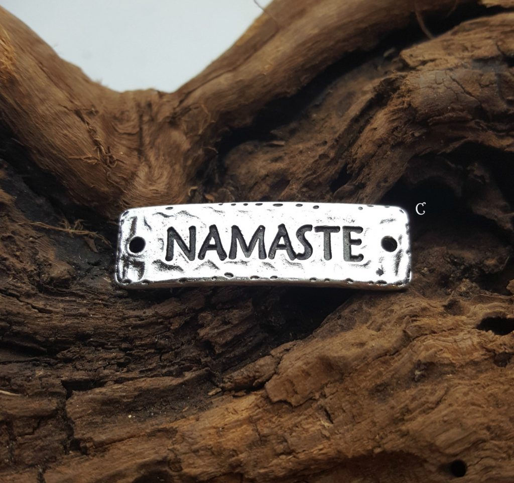 NAMASTE -  10PK, Antique Silver Plated  - Bracelet Links, Yoga, Meditation