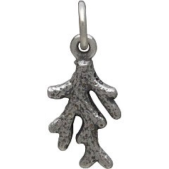 Tiny Coral Branch Charm- C1741, Sterling Silver, Nautical Charms