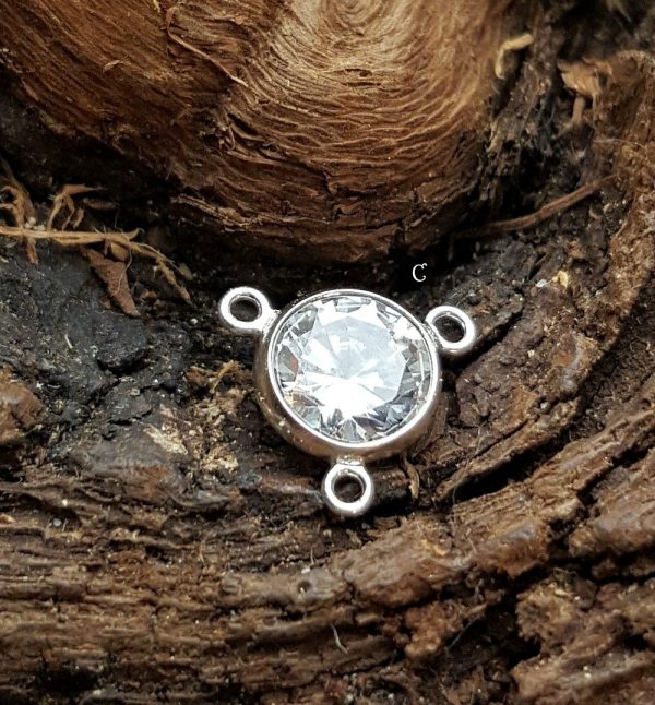 Y-Link with 5mm CZ - Sterling Silver -  Links, Connector Charms