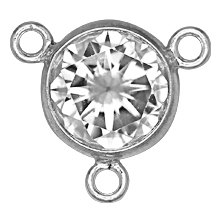 Y-Link with 5mm CZ - Sterling Silver -  Links, Connector Charms