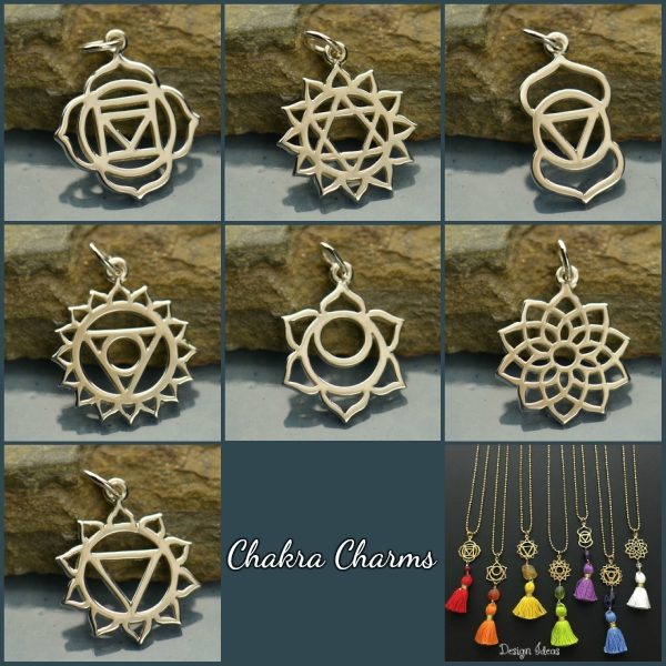 SC028 ~ Sterling Silver Etched Sacral Chakra Charm ~ 10mm