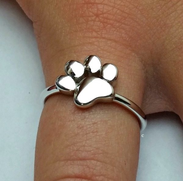 Stackable Animal Ring Pawprint Ring in Sterling Silver